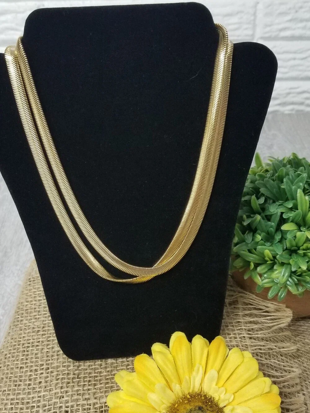 Vintage Avon Herringbone Flat Snake Chain Necklace